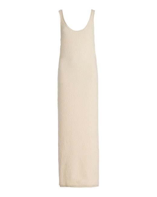 AISLING CAMPS White Pebble Wool-blend Knit Midi Dress