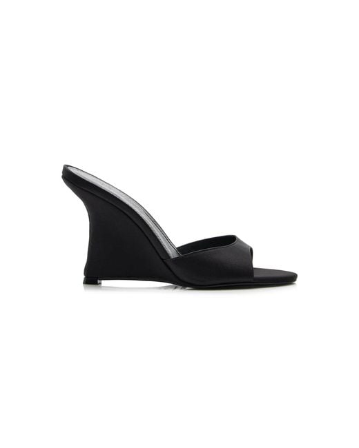 Staud Black Brigette Satin Mules