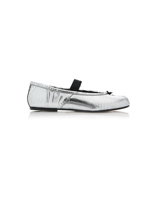 Maison Margiela Tabi Crinkled Metallic Leather Ballet Flats