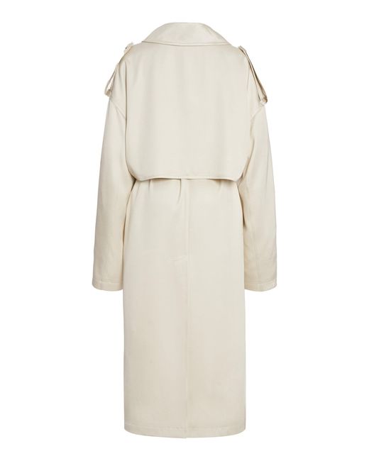 Jil Sander Natural Belted Silk Twill Trench Coat
