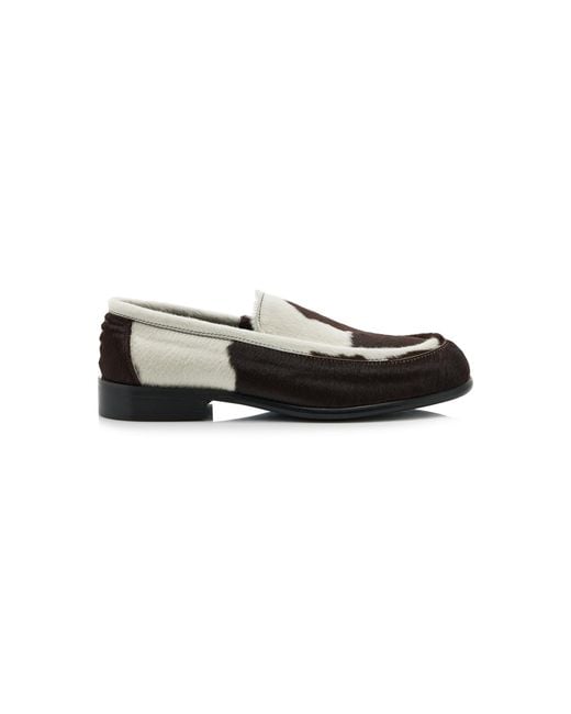 Hvoya Black Exclusive Bowie Cow-Print Pony Hair Loafers