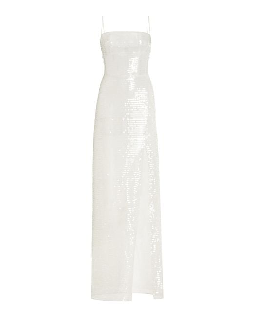Nensi Dojaka White Kendall Sequined Maxi Dress