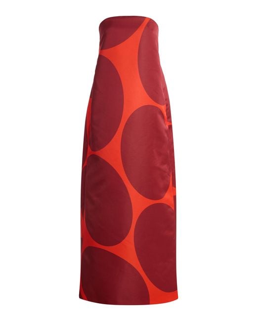 Dries Van Noten Red Damino Duchess-Satin Gown