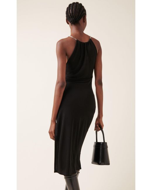 Givenchy Black Draped Chain-strap Midi Dress