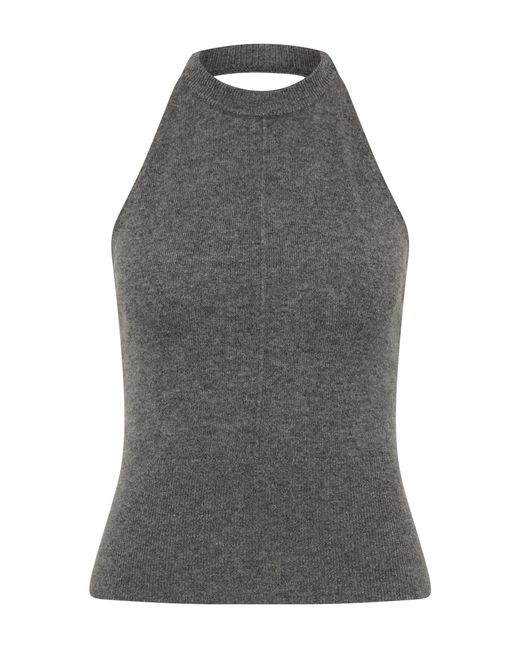 St. Agni Gray Ribbed Halter Cashmere Top