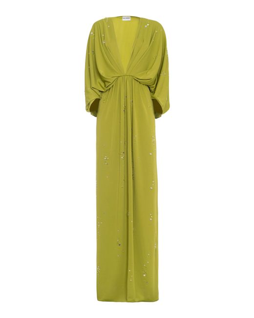 DES_PHEMMES Green Cape Jersey Maxi Dress