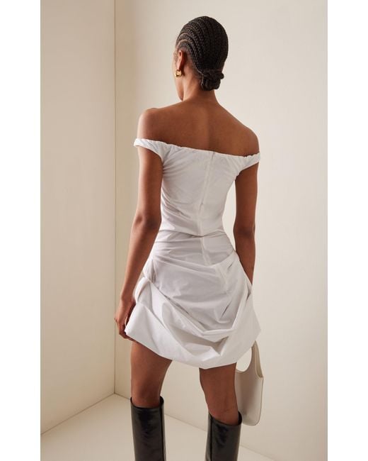 Magda Butrym White Draped Cotton Mini Dress