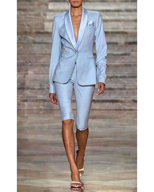 LAQUAN SMITH Blue Shawl Collar Blazer