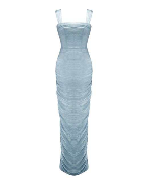 Marmar Halim Blue Hand-Pleated Maxi Dress