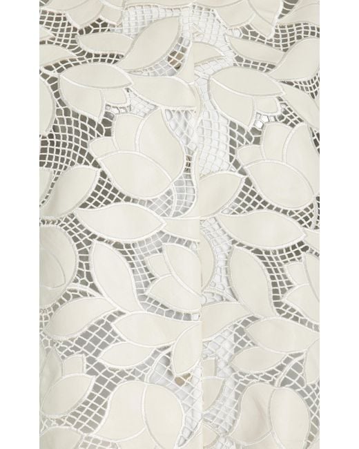 Jonathan Simkhai White Robinson Embroidered Vegan Leather Shirt