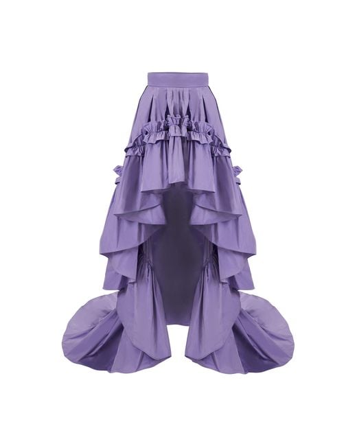 Carolina Herrera Purple Ruffle-Hem Tech Taffeta High-Low Skirt