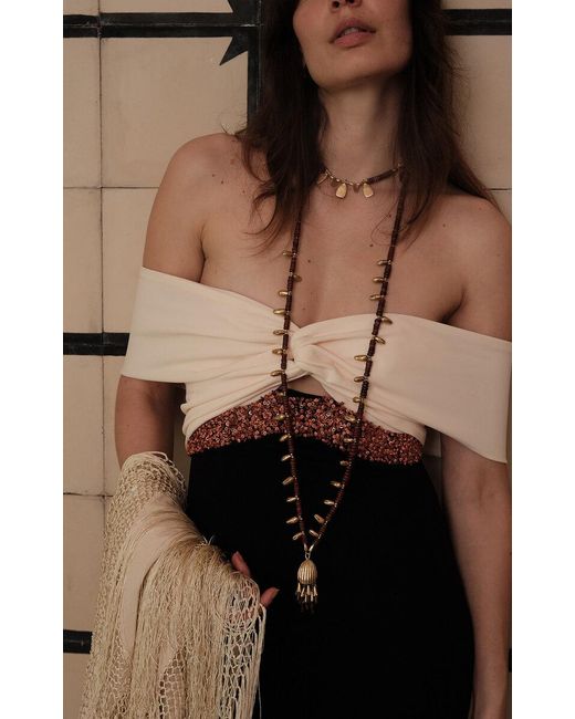 Johanna Ortiz Black The Things We Keep Off-The-Shoulder Maxi Dress