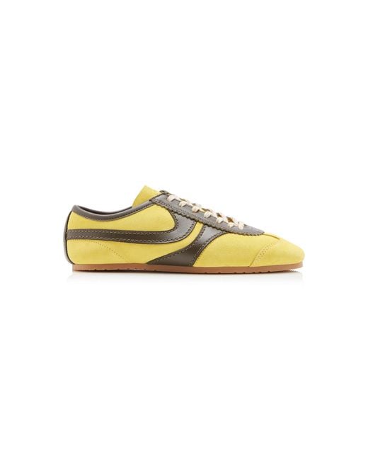 Dries Van Noten Yellow Leather-Trimmed Suede Sneakers