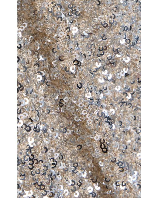 Carla Zampatti Gray Crushed-Sequin Maxi Column Skirt