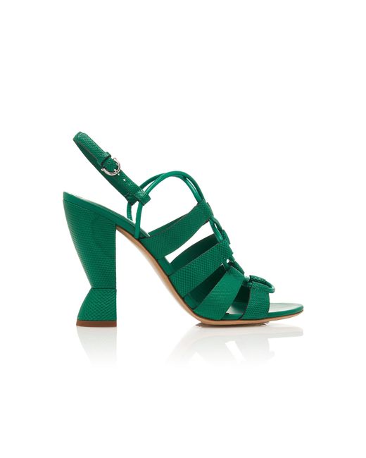 Ferragamo Green Sculptural Heel Sandals