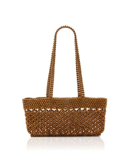 Cordera Brown Wood-Beaded Mini Bag