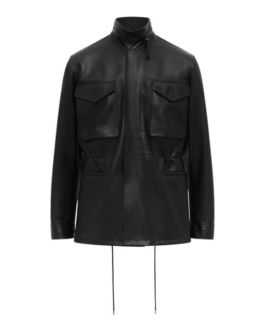 Gabriela Hearst Black Darwina Pocket-Detailed Leather Jacket