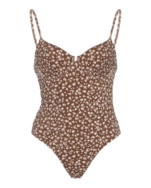 ELCE Brown Exclusive Naia Textured Bustier One-Piece Swimsuit
