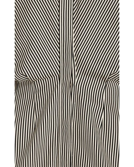 Brandon Maxwell Gray The Vera Striped Linen-silk Mini Shirt Dress