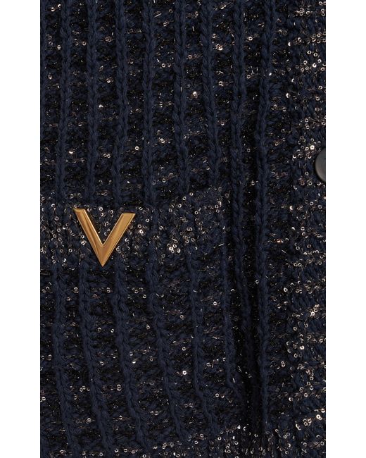 Valentino Garavani Blue Oversized Cotton-blend Cardigan