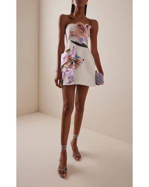 knee length dresses for ladies Rosario Appliqué Floral Bustier Mini Dress