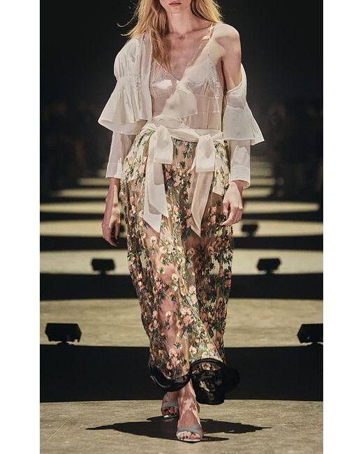 Khaite Black Lahena Embroidered Cotton-Blend Maxi Skirt