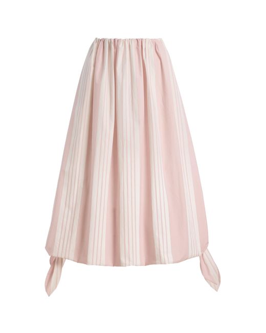 Posse Pink Rosie Striped Cotton Midi Skirt