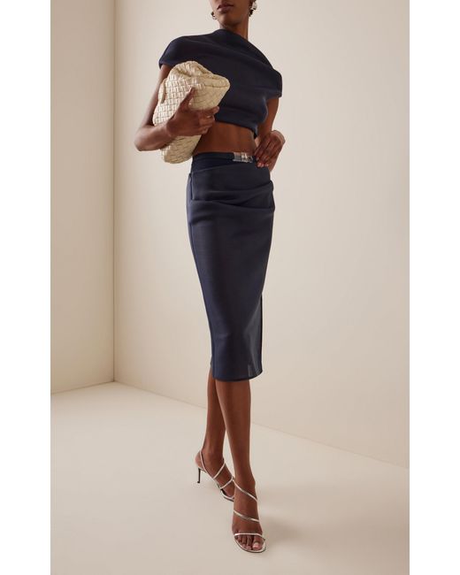 Brandon Maxwell Blue The Isobel Belted Sheer Midi Skirt