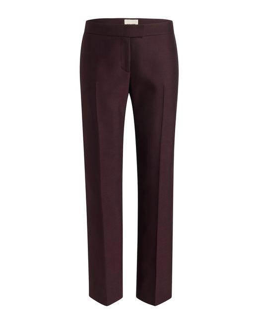 KHAITE Women's Red Callen Wool-Silk Faille Straight-Leg Pants