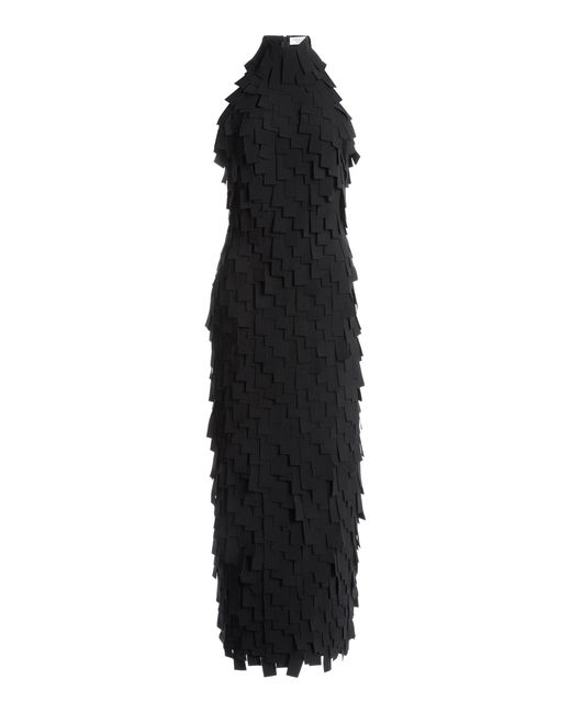 A.W.A.K.E. MODE Black Textured Halter-neck Midi Dress