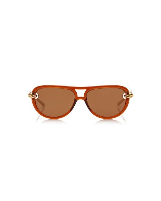 Bottega Veneta Brown Aviator-Frame Acetate Sunglasses