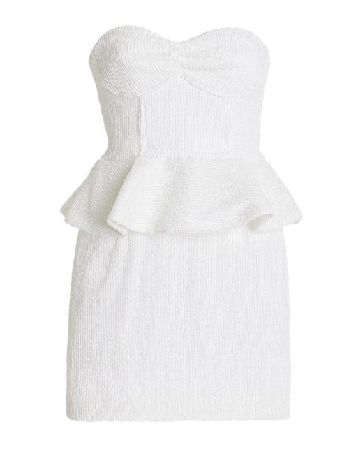 ROTATE BIRGER CHRISTENSEN White Peplum Sequin Mini Dress