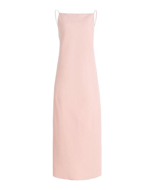 Another Tomorrow Pink Exclusive Hemp-Blend Midi Slip Dress