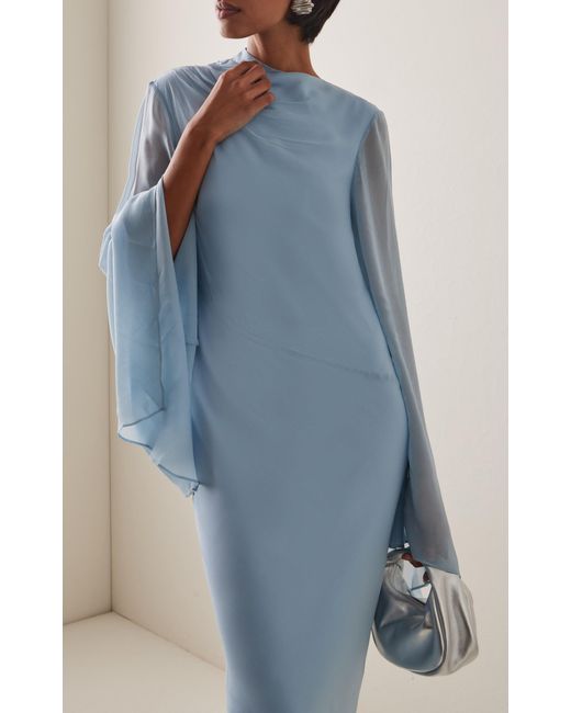 De La Vali Exclusive Olas Satin Maxi Dress in Blue | Lyst Australia