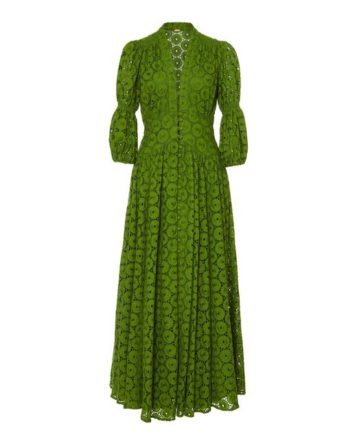 Cult Gaia Green Willow Cotton Lace Maxi Dress