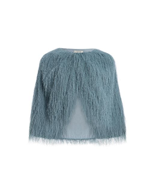 By Malene Birger Blue Pinla Fringed Cape Top