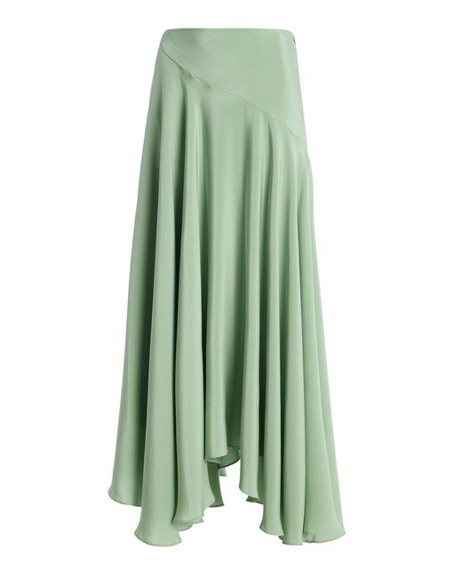 Rodarte Green Exclusive Bias Silk-Crepe Midi Skirt