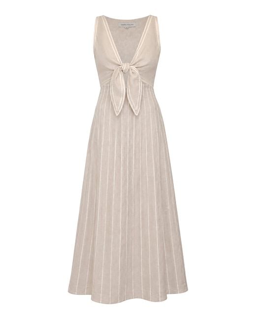 ANDRES OTALORA Natural Santamaria Embroidered Linen Maxi Dress
