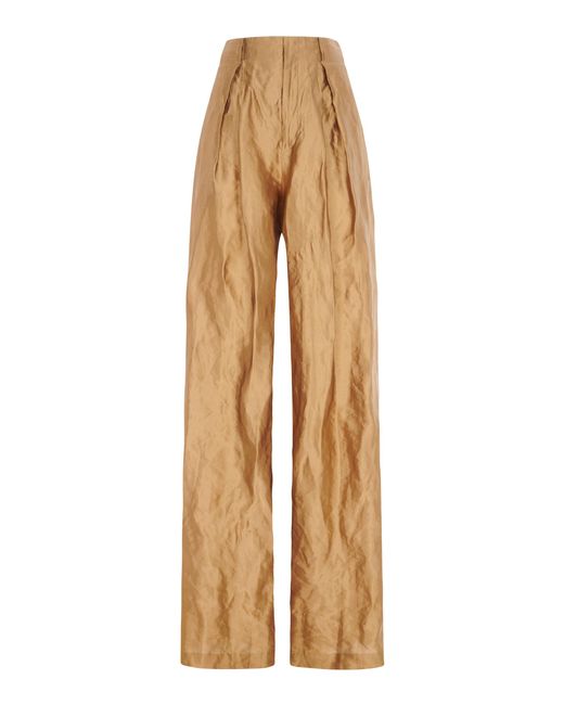 Ralph Lauren Natural Greer Oversize Metallic Organza Wide-leg Pants