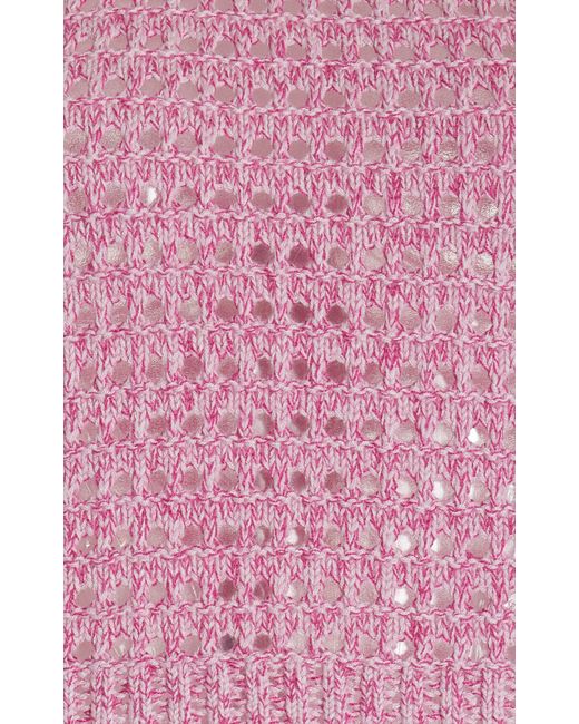 Matthew Bruch Pink Cropped Open-knit Wool-blend Top