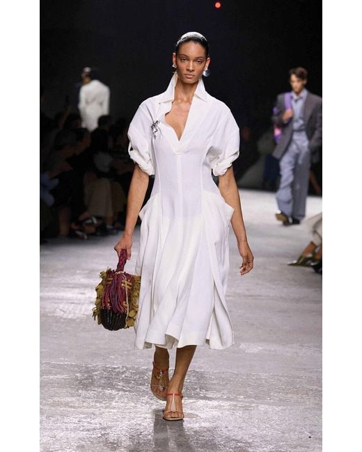 Bottega Veneta Black Viscose Linen Dress With Frog Details