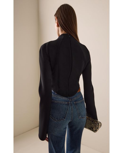 A.W.A.K.E. MODE Black Structured Ruffled Jacket