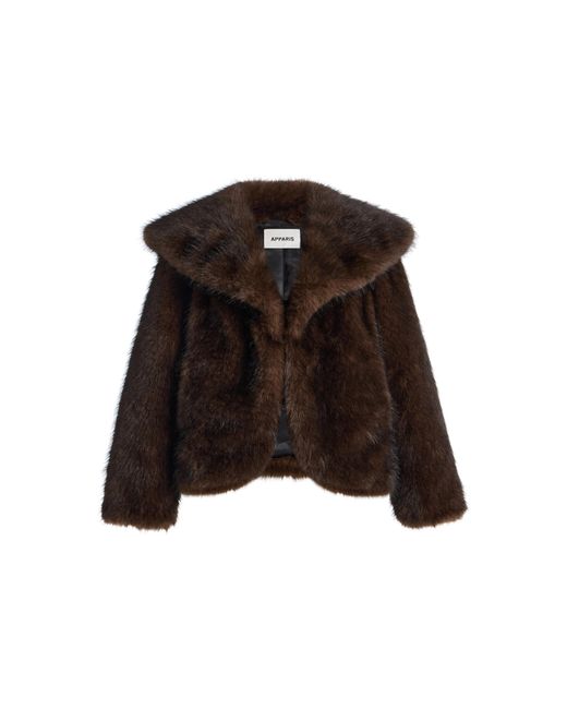Apparis Black Yara Sable Faux Fur Coat