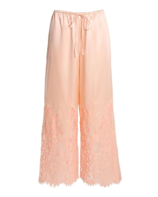 Third Form Pink Exclusive Adore Lace-Trimmed Silk-Blend Pants