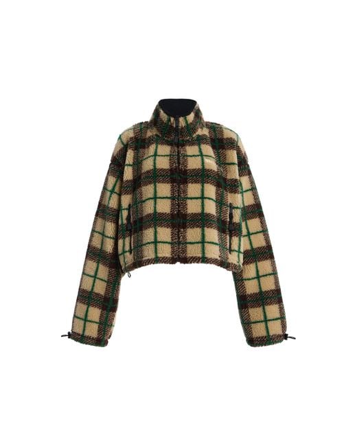 Miu Miu Brown Checked Teddy Jacket