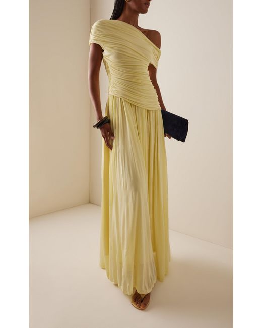 Jonathan Simkhai Yellow Rhiannon Ruched Midi Dress