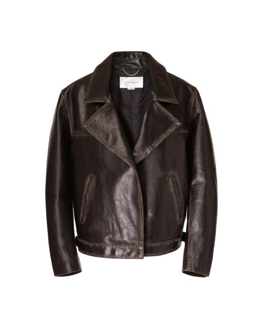 Victoria Beckham Black Oversized Leather Biker Jacket