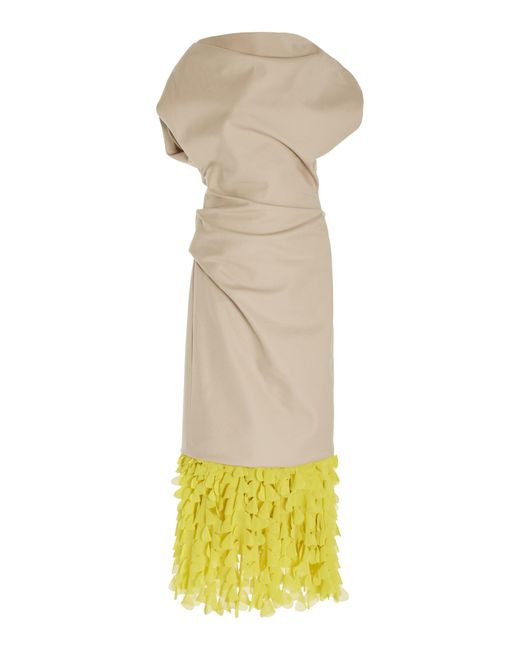 Brandon Maxwell Green The Lainey Asymmetric Cotton-Blend Midi Dress