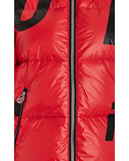 Toni Sailer Red Louisa Hooded Ripstop Down Ski Jacket