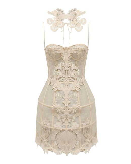 chinese dress ladies Zimmermann Espionage Lace Up Mini Dress (For Hire) – EKOLUV main image 0